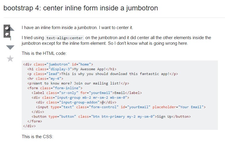 Bootstrap 4:  focus inline form  in a jumbotron