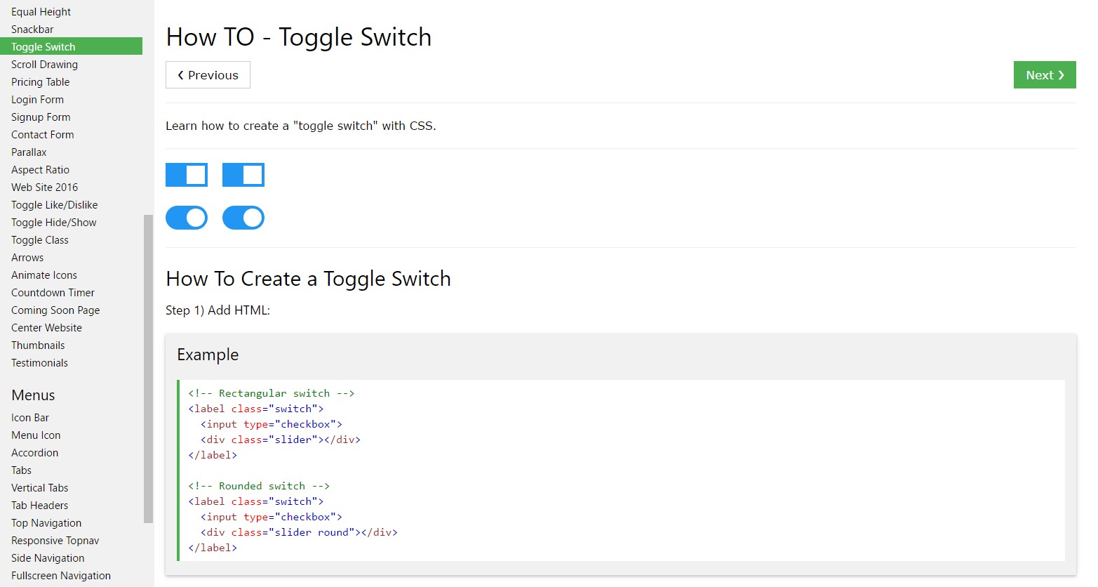 How to  make Toggle Switch